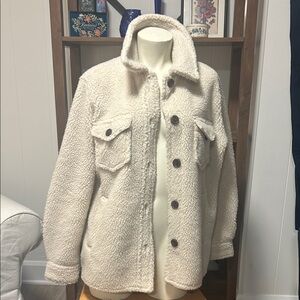 Gap Cream Sherpa Button-Up Shacket